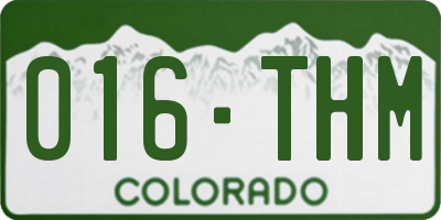 CO license plate 016THM