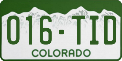 CO license plate 016TID