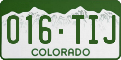 CO license plate 016TIJ