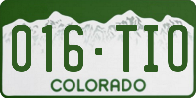 CO license plate 016TIO
