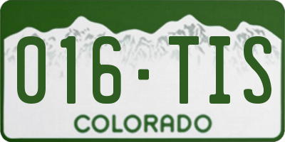 CO license plate 016TIS
