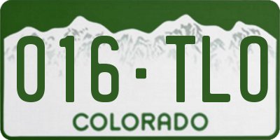 CO license plate 016TLO