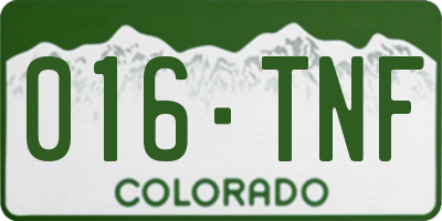 CO license plate 016TNF