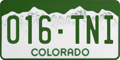CO license plate 016TNI