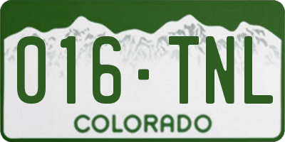 CO license plate 016TNL