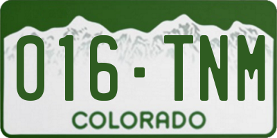 CO license plate 016TNM