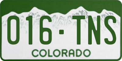 CO license plate 016TNS