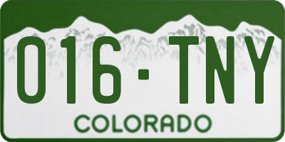 CO license plate 016TNY
