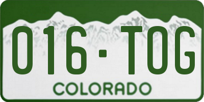 CO license plate 016TOG