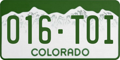 CO license plate 016TOI