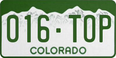 CO license plate 016TOP