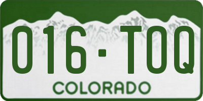 CO license plate 016TOQ