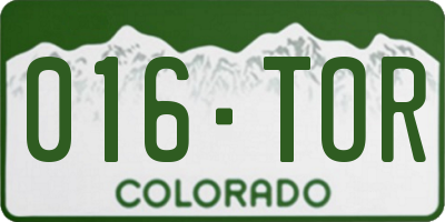 CO license plate 016TOR