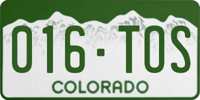 CO license plate 016TOS