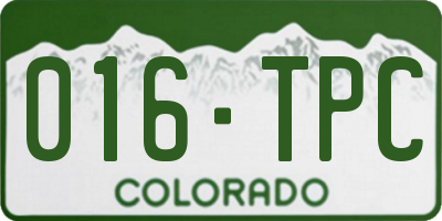 CO license plate 016TPC