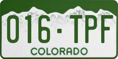 CO license plate 016TPF