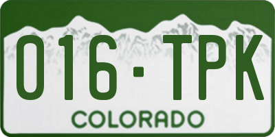 CO license plate 016TPK