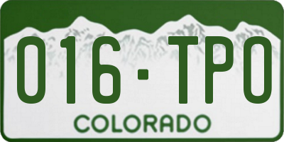CO license plate 016TPO