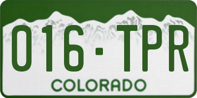 CO license plate 016TPR
