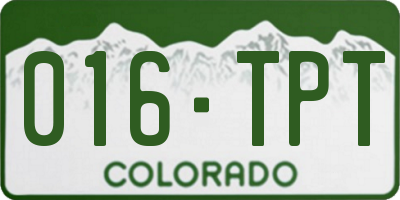 CO license plate 016TPT