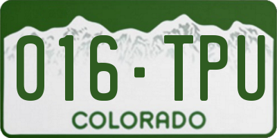 CO license plate 016TPU