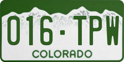 CO license plate 016TPW