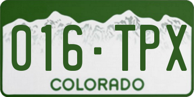 CO license plate 016TPX
