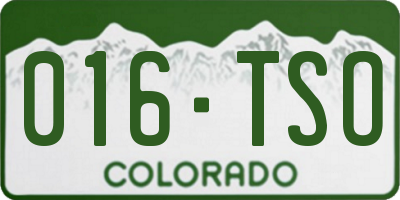 CO license plate 016TSO