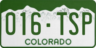 CO license plate 016TSP