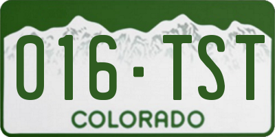 CO license plate 016TST