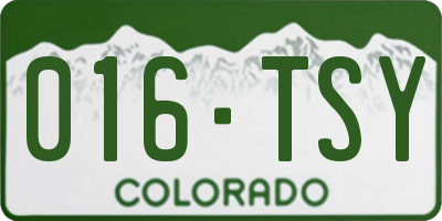 CO license plate 016TSY