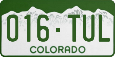 CO license plate 016TUL