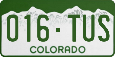 CO license plate 016TUS
