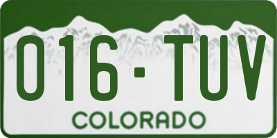 CO license plate 016TUV