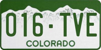 CO license plate 016TVE