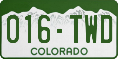 CO license plate 016TWD