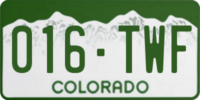 CO license plate 016TWF