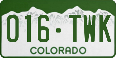 CO license plate 016TWK