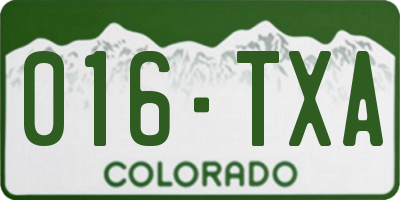 CO license plate 016TXA