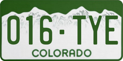 CO license plate 016TYE