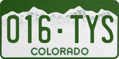 CO license plate 016TYS