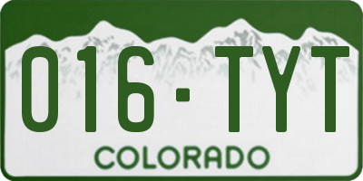 CO license plate 016TYT