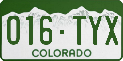 CO license plate 016TYX