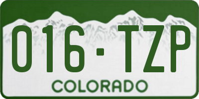 CO license plate 016TZP