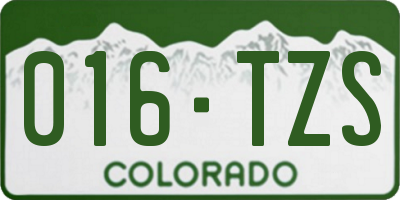 CO license plate 016TZS