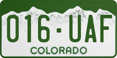 CO license plate 016UAF