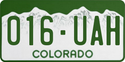 CO license plate 016UAH