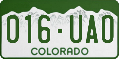 CO license plate 016UAO