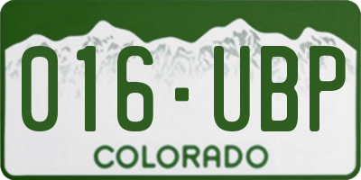 CO license plate 016UBP