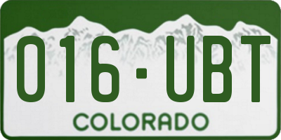 CO license plate 016UBT